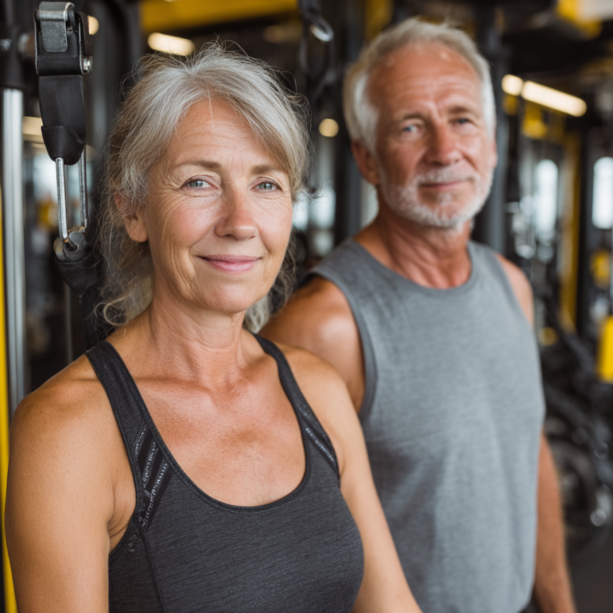 Активні люди зрілого віку займаються фітнесом