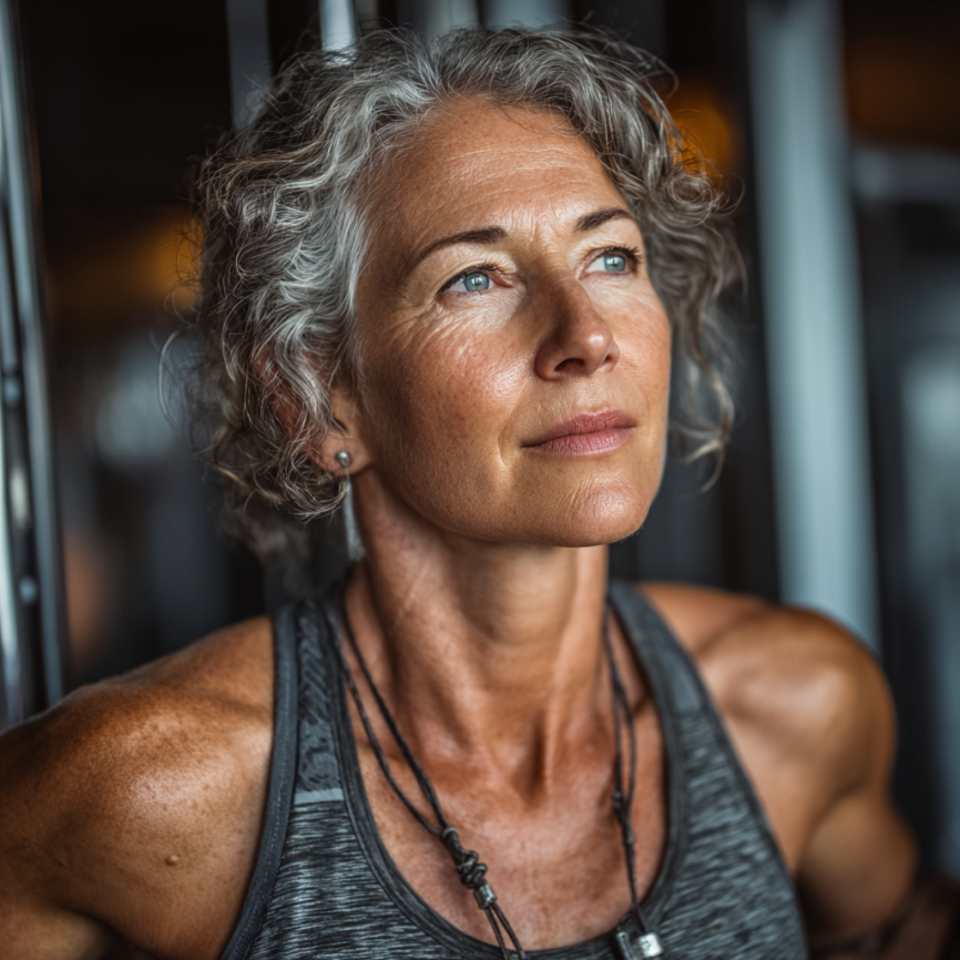 Люди зрілого віку виконують силові вправи з легкими гантелями